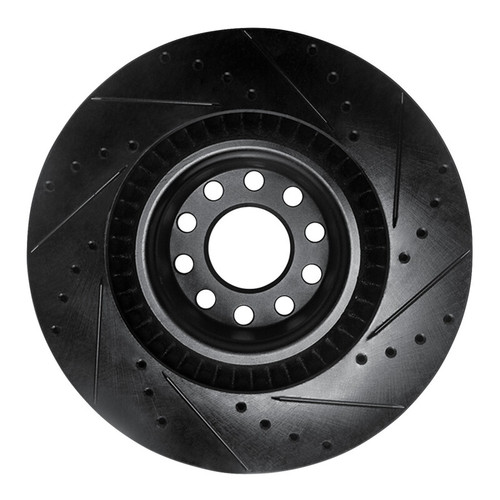 R1 01-03 Audi S8 Front Left Drilled & Slotted Black Brake Rotor