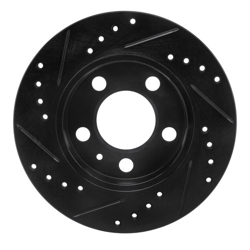 R1 01-06 Audi TT Quattro Rear Right Drilled & Slotted Black Brake Rotor