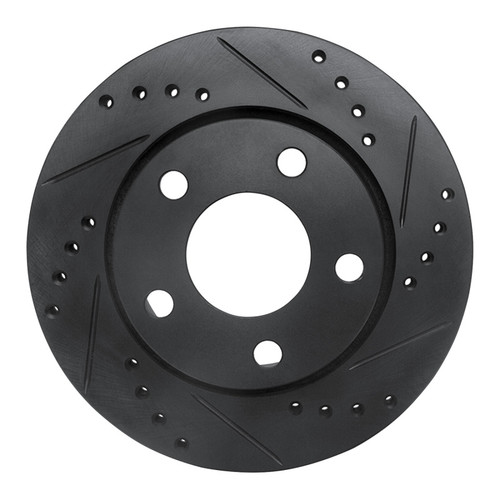 R1 00-02 Audi S4 Rear Right Drilled & Slotted Black Brake Rotor