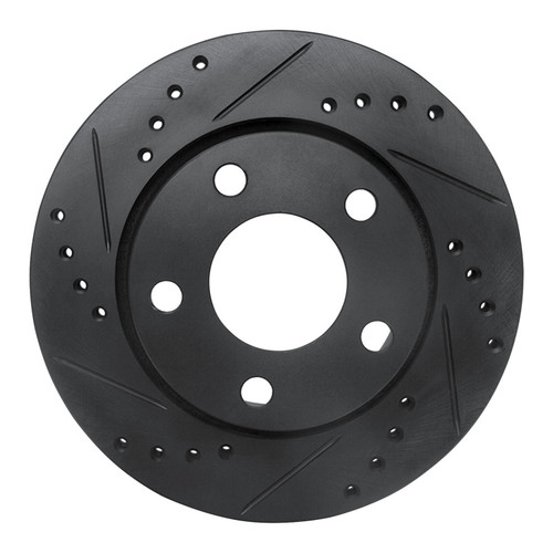 R1 00-02 Audi S4 Rear Left Drilled & Slotted Black Brake Rotor