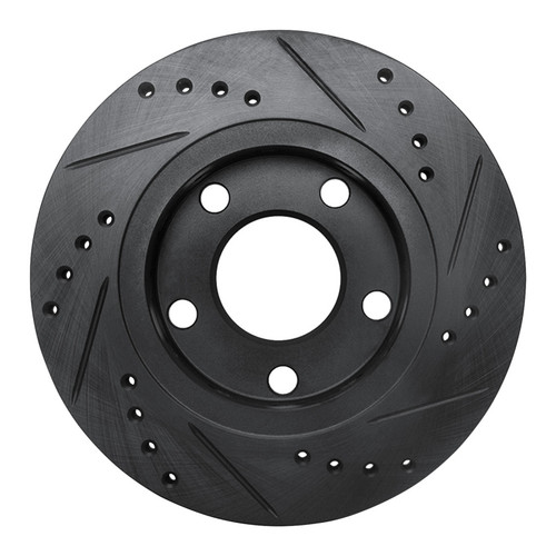 R1 00-02 Audi S4 Rear Left Drilled & Slotted Black Brake Rotor