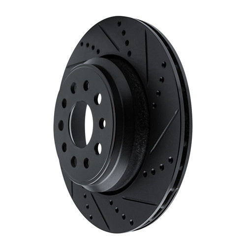 R1 14-16 Maserati Ghibli Rear Right Drilled & Slotted Black Brake Rotor