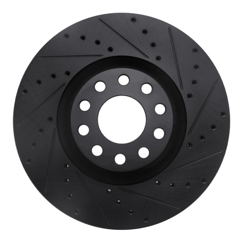 R1 99-04 Audi S6 Front Right Drilled & Slotted Black Brake Rotor