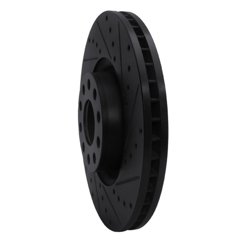 R1 99-04 Audi S6 Front Right Drilled & Slotted Black Brake Rotor