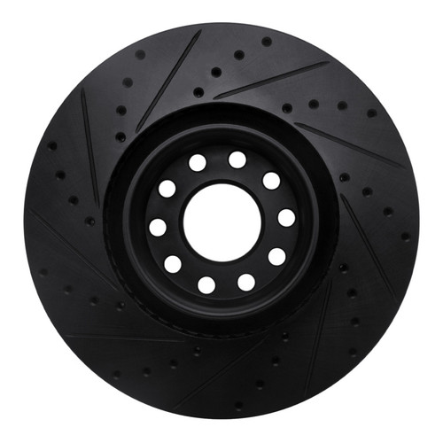 R1 99-04 Audi S6 Front Right Drilled & Slotted Black Brake Rotor