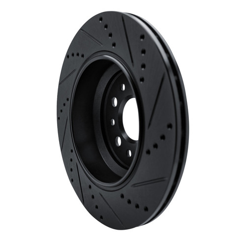 R1 14-16 Maserati Ghibli Rear Left Drilled & Slotted Black Brake Rotor