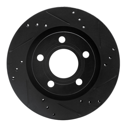 R1 00-03 Audi A8 Rear Right Drilled & Slotted Black Brake Rotor