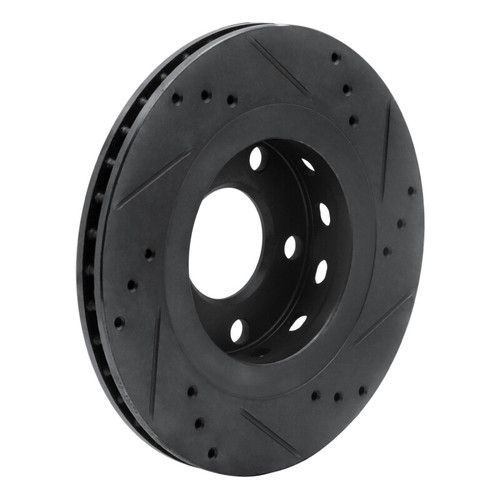 R1 00-03 Audi A8 Rear Left Drilled & Slotted Black Brake Rotor