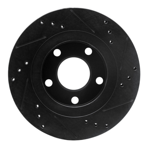 R1 00-03 Audi A8 Rear Left Drilled & Slotted Black Brake Rotor