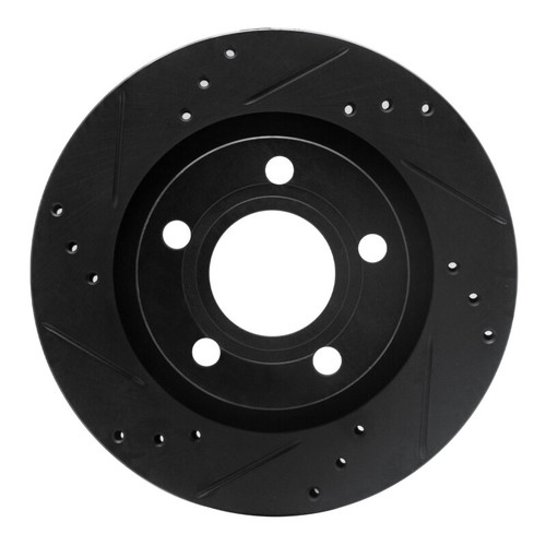 R1 00-03 Audi A8 Rear Left Drilled & Slotted Black Brake Rotor