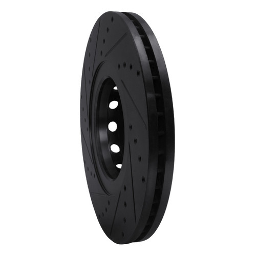 R1 00-03 Audi A8 Front Right Drilled & Slotted Black Brake Rotor