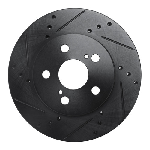 R1 16-22 Toyota Prius Front Left Drilled & Slotted Black Brake Rotor