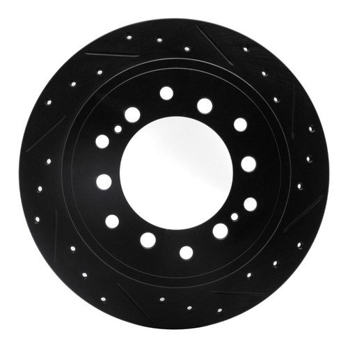 R1 10-24 Lexus GX460 Rear Right Drilled & Slotted Black Brake Rotor