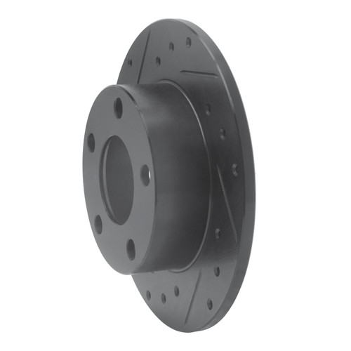 R1 98-01 Audi A6 Quattro Rear Left Drilled & Slotted Black Brake Rotor