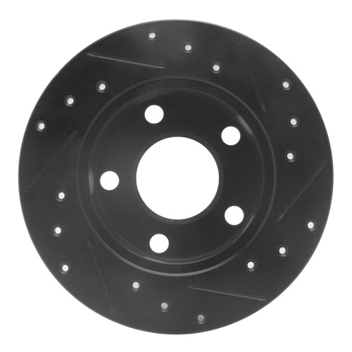 R1 98-01 Audi A6 Quattro Rear Left Drilled & Slotted Black Brake Rotor