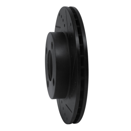 R1 90-91 Audi 90 Quattro Front Right Drilled & Slotted Black Brake Rotor ECB-73016R