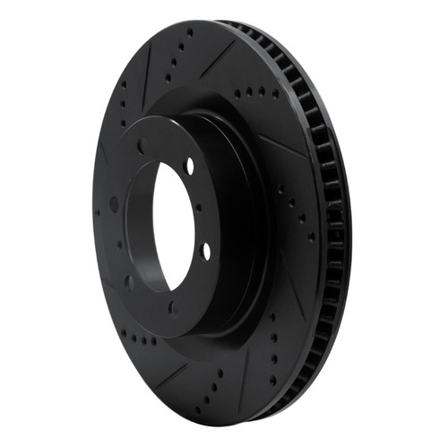 R1 10-24 Lexus GX460 Front Left Drilled & Slotted Black Brake Rotor