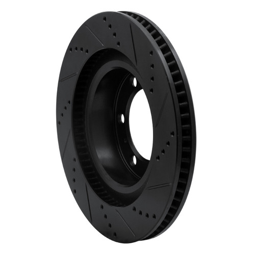 R1 10-24 Lexus GX460 Front Left Drilled & Slotted Black Brake Rotor