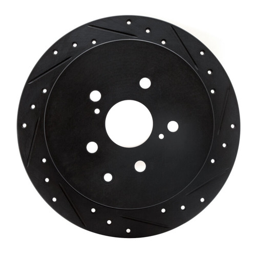 R1 10-20 Lexus RX450h Rear Right Drilled & Slotted Black Brake Rotor
