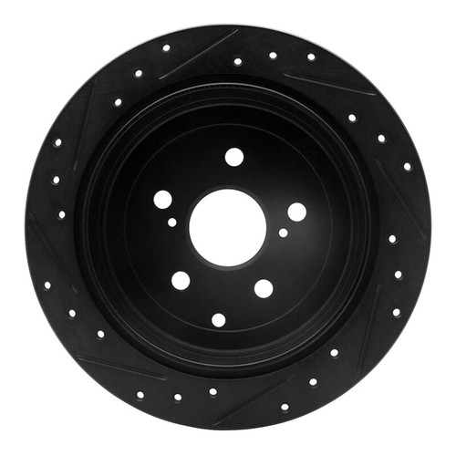 R1 10-20 Lexus RX450h Rear Right Drilled & Slotted Black Brake Rotor