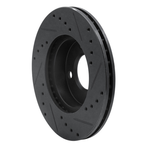 R1 90-91 Audi 90 Quattro Front Left Drilled & Slotted Black Brake Rotor ECB-73016L