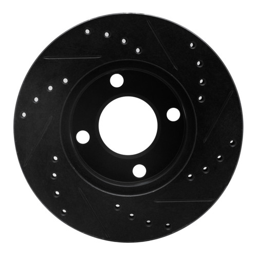 R1 90-91 Audi 90 Quattro Front Left Drilled & Slotted Black Brake Rotor ECB-73016L