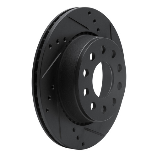 R1 90-97 Audi S4 Rear Right Drilled & Slotted Black Brake Rotor