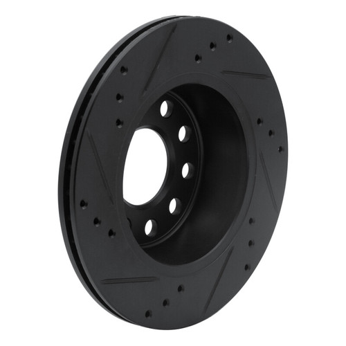 R1 90-97 Audi S4 Rear Right Drilled & Slotted Black Brake Rotor