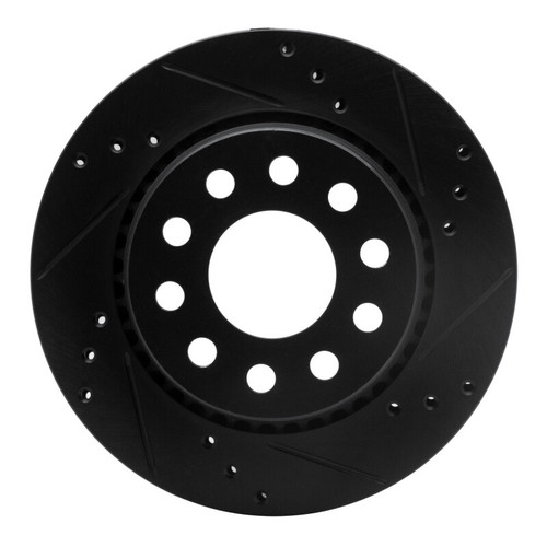 R1 90-97 Audi S4 Rear Right Drilled & Slotted Black Brake Rotor
