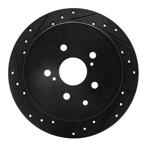 R1 10-20 Lexus RX450h Rear Left Drilled & Slotted Black Brake Rotor