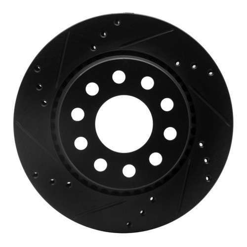 R1 90-97 Audi S4 Rear Left Drilled & Slotted Black Brake Rotor