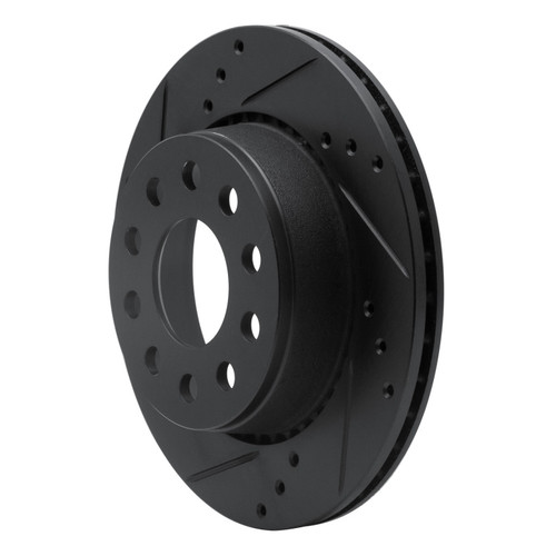 R1 90-97 Audi S4 Rear Left Drilled & Slotted Black Brake Rotor