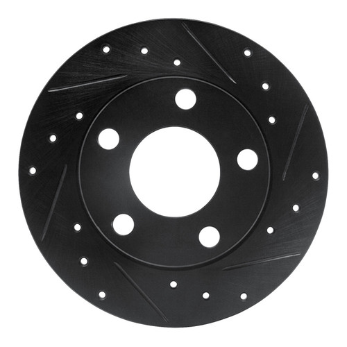 R1 85-00 Audi 5000S Quattro Rear Right Drilled & Slotted Black Brake Rotor