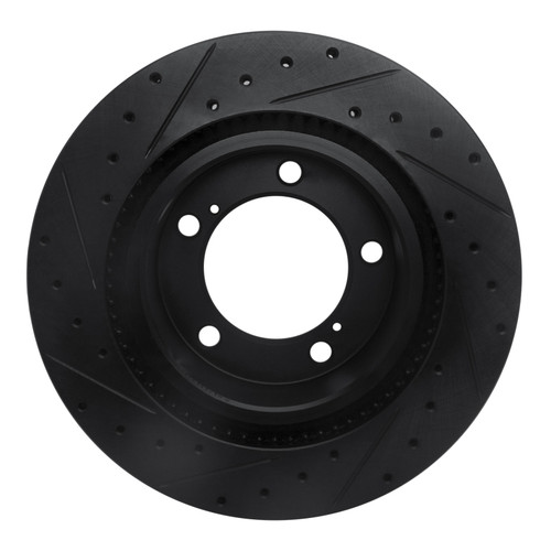 R1 08-21 Lexus LX570 Front Right Drilled & Slotted Black Brake Rotor