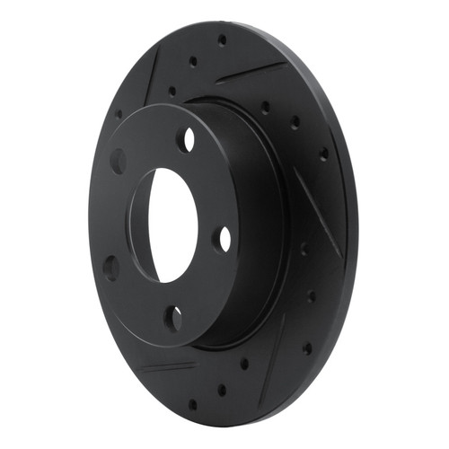 R1 85-00 Audi 5000CS Turbo Quattro Rear Left Drilled & Slotted Black Brake Rotor