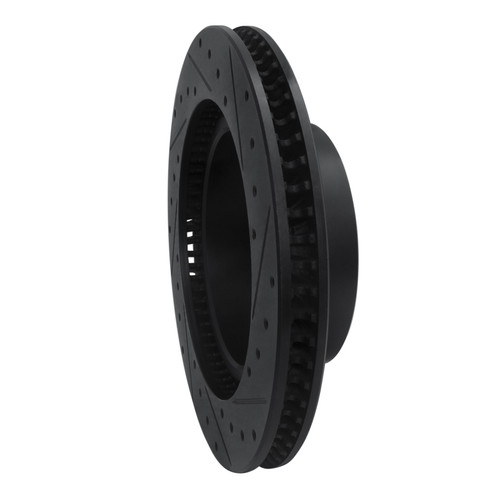 R1 08-21 Lexus LX570 Front Left Drilled & Slotted Black Brake Rotor