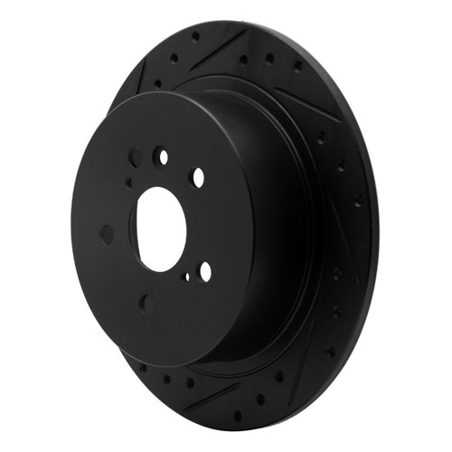 R1 08-13 Toyota Highlander Rear Left Drilled & Slotted Black Brake Rotor