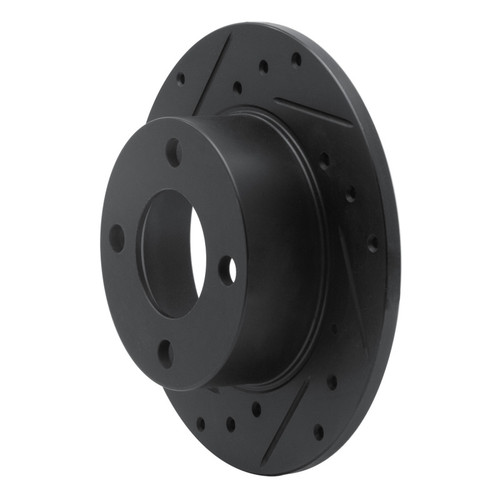 R1 82-98 Audi Cabriolet Rear Left Drilled & Slotted Black Brake Rotor