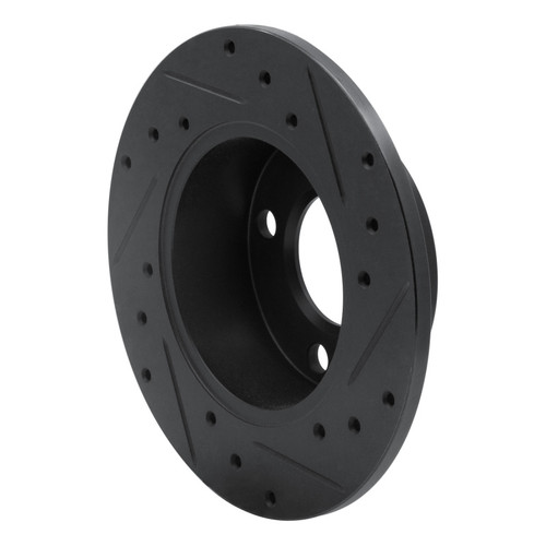 R1 82-98 Audi Cabriolet Rear Left Drilled & Slotted Black Brake Rotor