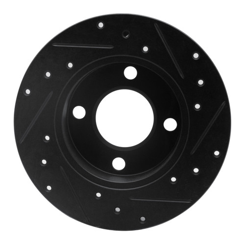 R1 82-98 Audi Cabriolet Rear Left Drilled & Slotted Black Brake Rotor