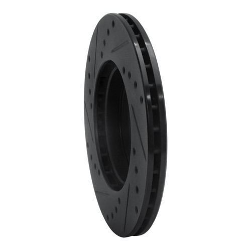 R1 84-87 Audi Coupe Front Right Drilled & Slotted Black Brake Rotor