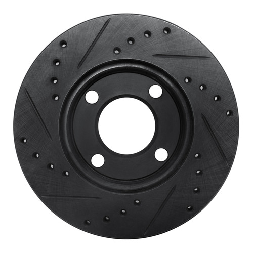 R1 84-87 Audi Coupe Front Right Drilled & Slotted Black Brake Rotor