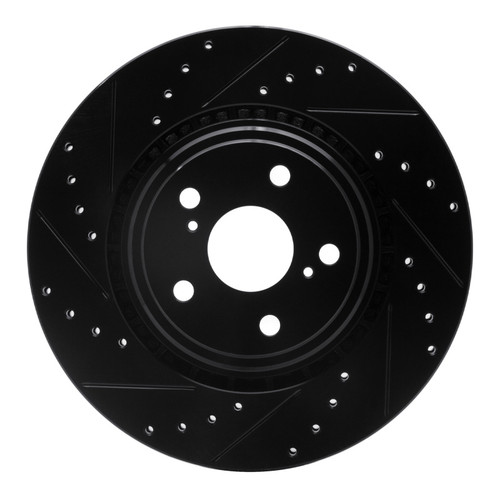 R1 08-21 Lexus NX200T Front Left Drilled & Slotted Black Brake Rotor