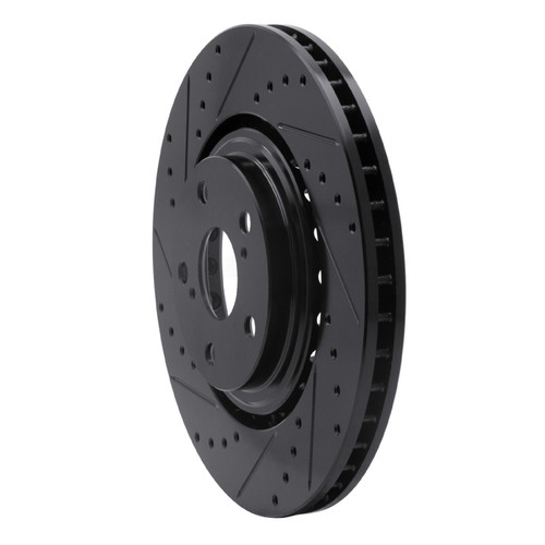 R1 08-21 Lexus NX200T Front Left Drilled & Slotted Black Brake Rotor