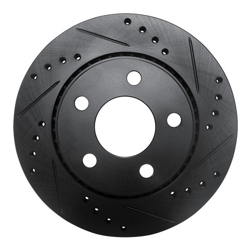 R1 85-91 Audi 200 Quattro Rear Right Drilled & Slotted Black Brake Rotor