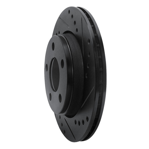 R1 85-91 Audi 200 Quattro Rear Right Drilled & Slotted Black Brake Rotor