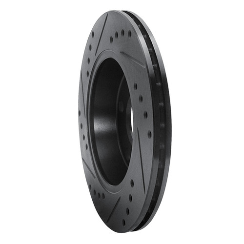 R1 85-91 Audi 200 Quattro Rear Right Drilled & Slotted Black Brake Rotor