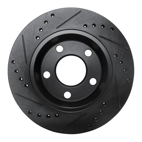 R1 85-91 Audi 200 Quattro Rear Right Drilled & Slotted Black Brake Rotor