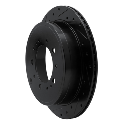 R1 07-22 Lexus LX570 Rear Left Drilled & Slotted Black Brake Rotor