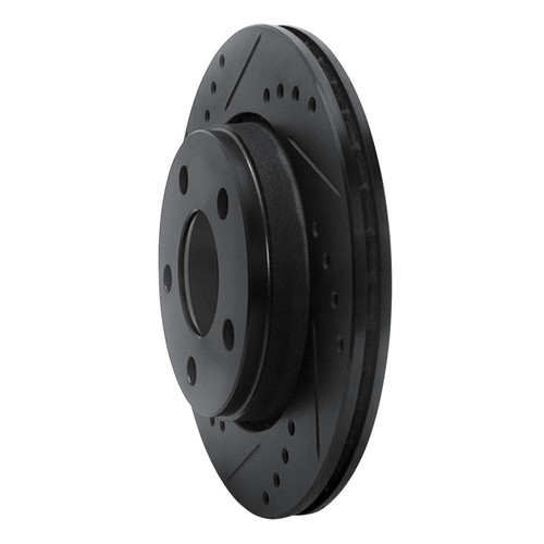 R1 85-91 Audi 5000CS Turbo Quattro Rear Left Drilled & Slotted Black Brake Rotor